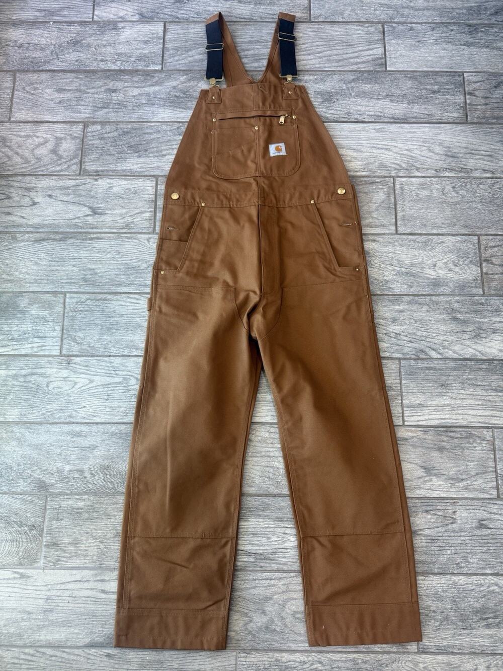 Carhartt R01-M Duck Bib Overalls Relaxed Fit Brown 34x30 New Without Tags